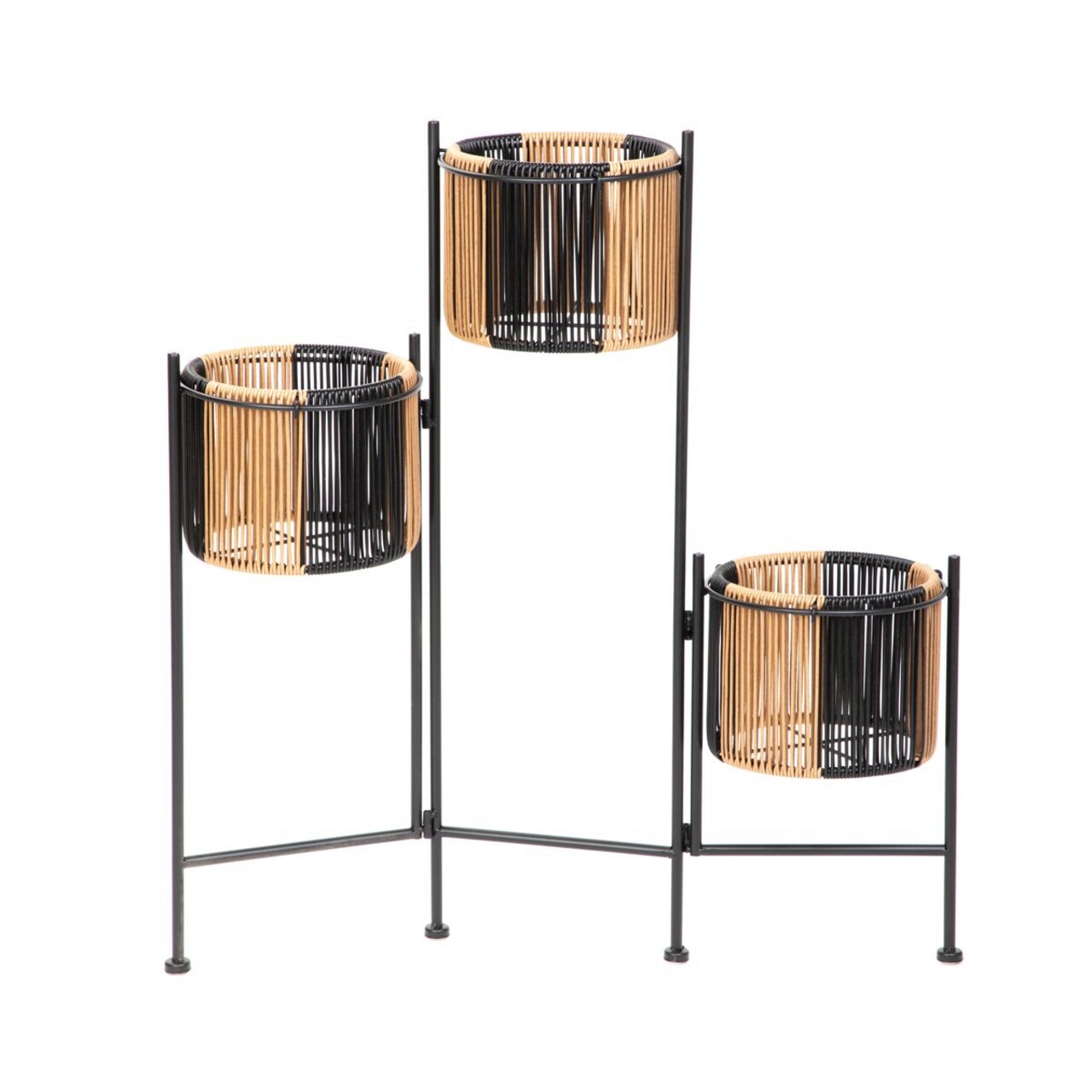 Suport pentru flori Floero, Homla, 67x23x70 cm, metal, negru/natur - imagine 6